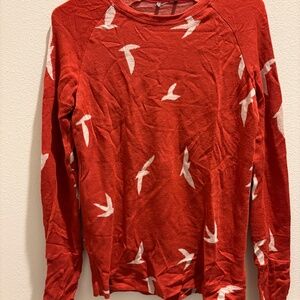WAZZIE WOOL JACQUARD LONG SLEEVE FLYING BIRDS PRINT Size 6